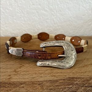 Vintage Kibbys Cowboy Brown and Silver Leather Belt